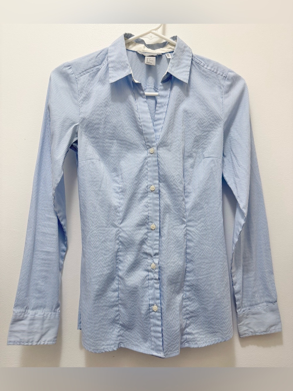 Women’s Light Blue Pinstripe Dress Shirt